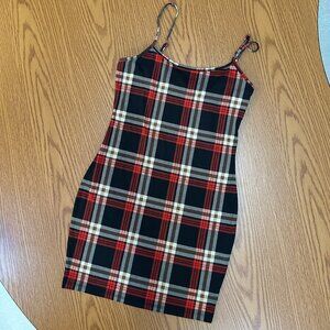 ✨ SHEIN Red Plaid Bodycon Mini Dress // 90s Grunge Vibes: Sz Small